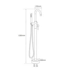 Brushed Nickel Freestanding Tub Filler Floor Mounted Bathtub Faucet with High Flow, Swivel Spout & Handheld Shower Head