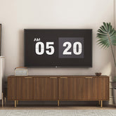 Wood Modern TV Stand Fluted 68" t, Entertainment Center with Storage Doors, TV Console Media Cabinet, for 55+ Inch TV, Living Room
