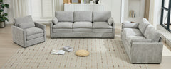 Cozy Upholstered Sofa Set Oversized Comfy Cloud Sofa Double Cushion Sofa Group Plush Cushion Sofa Couch for Living Room, Light Grey