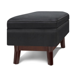 Owen 48 inch Wide Rectangular Storage Ottoman in Midnight Black Vegan Leather