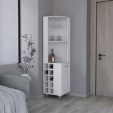 Corner Bar Single Door Cabinet Two Shelves, Ten Built-in Wine Rack, Two Interior Shelves