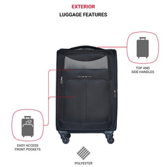 (20+24) Two-piece suitcase suitcase set Oxford trolley case without password lock universal wheel BLACK