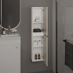 Bathroom Cabinet, 2 Doors, 4 Shelves, White
