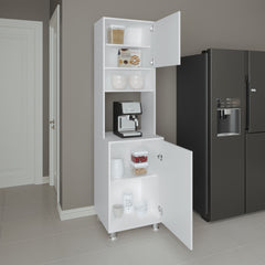 Kitchen Pantry, 2 Doors, 4 Legs, 5 Shelves, White