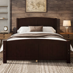 Full Size Platform Bed, Solid Wood Platform Bed with Support Slats and Strong Structure, No Box Spring Needed, Espresso