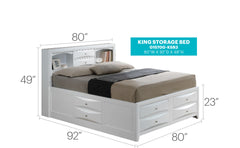 Contemporary White King Storage Bed