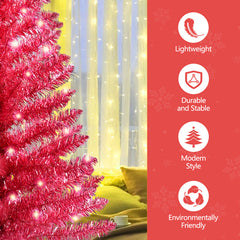 4FT Red Christmas Tree with 50 UL Lights, 122 PVC Tips – Prelit Artificial Holiday Tree for Indoor Decoration, Small Space, Tabletop, Apartment, or Office