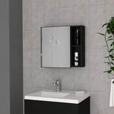 Medicine 18H" Single Door Cabinet, Two External Shelves, Three Interior Shelves , Black