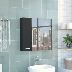 Medicine Double Door Cabinet 23" H,Four Interior Shelves, Black