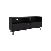 Tv Stand, 1 Door, 2 Shelves, Black Wengue