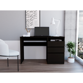 Kenai 3 Drawers Computer Desk, One Shelf, Black