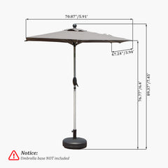 Rectangle Patio Umbrella with Crank Lift and Tilt Function, Grey (Base not included)
