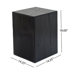 Retro natural style Side Table Set ,Stackable End Tables,Square-Column MGO Side Table for for Living Room, Bedroom, Office, Black Color