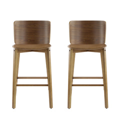 Pari Indoor Wooden Barstool, Walnut Finished, Set of 2