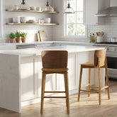 Pari Indoor Wooden Barstool, Walnut Finished, Set of 2