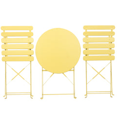 3 Pieces Patio Bistro Balcony Metail Chair Table Set-Yellow