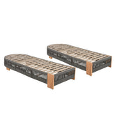 Outdoor Acacia Wood Patio Adjustable Lounge Chair Set of 2- Uncushioned for Backyard Pool Garden-Grey rope & Natural iron
