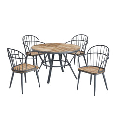 Indoor Dining Set With Metal Legs (Set of 4),Light Birch