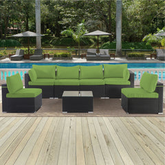 Cushion Covers for 7 Pcs (6-Seaters) Wicker Rattan Sectional Sofa, 14Pack Cushion Slipcovers Set Seat and Back,Outdoor Cushion Slipcover with Zipper, Khaki(Only Cover) Green