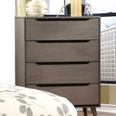 Modern Mid-Century Style 1pc Chest Round Tapered Legs Four Drawers Recessed Handle Gray Finish