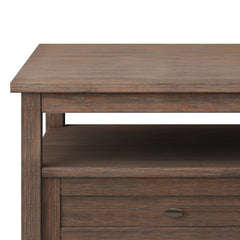 Warm Shaker Solid Wood 48 inch Wide Transitional Coffee Table in Farmhouse Brown