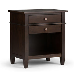 Carlton 24 inch Wide Solid Wood Bedside Table in Dark Tobacco Brown
