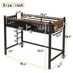 Twin XL Size Loft Bed with Ladders, Metal Loft Bed with Storage Shelves and bookshelf, No Box Spring Needed and Chic Design, Black