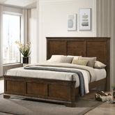 Maderne Traditional Wood Panel Bed, King, Antique Walnut Finish