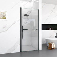 32"W x 72"H Frameless Circular Pivot Shower Door in Matte Black With 1/4" (6mm) Thick SGCC Tempered Glass