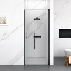 32"W x 72"H Frameless Circular Pivot Shower Door in Matte Black With 1/4" (6mm) Thick SGCC Tempered Glass