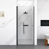 32"W x 72"H Frameless Circular Pivot Shower Door in Matte Black With 1/4" (6mm) Thick SGCC Tempered Glass