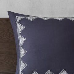 3 Piece Printed Cotton Quilt Set Navy Full/Queen