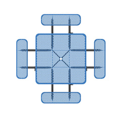 46-Inch Blue Square Picnic Table with Umbrella Hole