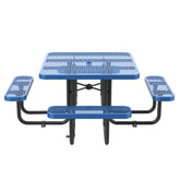 46-Inch Blue Square Picnic Table with Umbrella Hole
