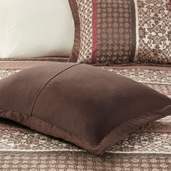 5 Piece Jacquard Quilt Set with Throw Pillows Red King/Cal King