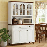 White Kitchen Storage with 6 Doors, 2 Drawers and 3-Level Adjustable Shelves Kitchen Buffet