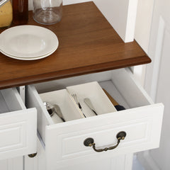 White Kitchen Storage with 6 Doors, 2 Drawers and 3-Level Adjustable Shelves Kitchen Buffet