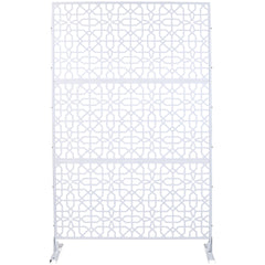 Outdoor & Indoor Privacy Screen Metal Privacy Screen 76" H×48" W, Freestanding Decorative Privacy Screen for Deck Balcony Patio, Privacy Fence Panels for Outside Lawn Garden PS106 WHITE