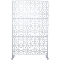 Outdoor & Indoor Privacy Screen Metal Privacy Screen 76" H×48" W, Freestanding Decorative Privacy Screen for Deck Balcony Patio, Privacy Fence Panels for Outside Lawn Garden PS106 WHITE