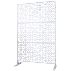 Outdoor & Indoor Privacy Screen Metal Privacy Screen 76" H×48" W, Freestanding Decorative Privacy Screen for Deck Balcony Patio, Privacy Fence Panels for Outside Lawn Garden PS106 WHITE