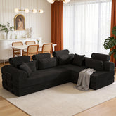 L shape Modular Sectional Sofa, Compressed Sectional Sofa Modern Minimalist Style Corduroy Couch,Unfold into a bed, Bedroom, Comfy Compressed Sofa Couch Space-Efficient Design(black)