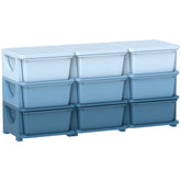 Qaba 3 Tier Kids Storage Unit, 9 Drawer Chest Toy Organizer Plastic Bins for Kids Bedroom Nursery Kindergarten Living Room for Boys Girls Toddlers, Blue