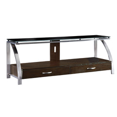 1pc Modern Design TV Stand Glass Top Stainless Steel Frame Living Room Furniture, TV Console Table