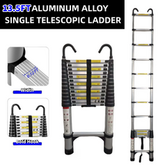 4.1-meter telescopic ladder, aluminum telescopic ladder, non slip feet, maximum capacity of 300 pounds, foldable ladder with hooks, suitable for RV or outdoor work