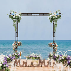 Metal Garden Arch with Adjustable Width W42.52''~W78.15'' Climbing Plants Support Rose Arch Outdoor Black