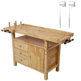 Wood Workbench - Wooden Workbench for Garage Workshop and Home, with Bar Clamps Set 24 inch x 4-3/4 inch Throat,Pack of 2