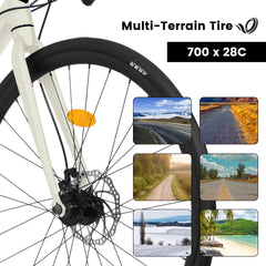 A28320R 700Cx28 Road Bike, Lightweight Aluminum Frame, Disc Brakes, 16-Speed, Fast Acceleration, Suitable for Men and Women, Ideal for High-Intensity Riding