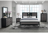 SOLUTO GREY AND BLACK BOOKCASE QUEEN BED