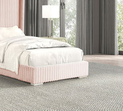 Pink Color Contemporary 1pc Twin Size Bed Fur Chenille Fabric Mattress Ready