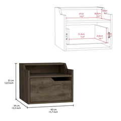 Busan Modern Floating Nightstand , End Table, Side Table Single-Drawer Design with Sleek Two-Tiered Top Shelf Surfaces- Dark Brown - Bedroom